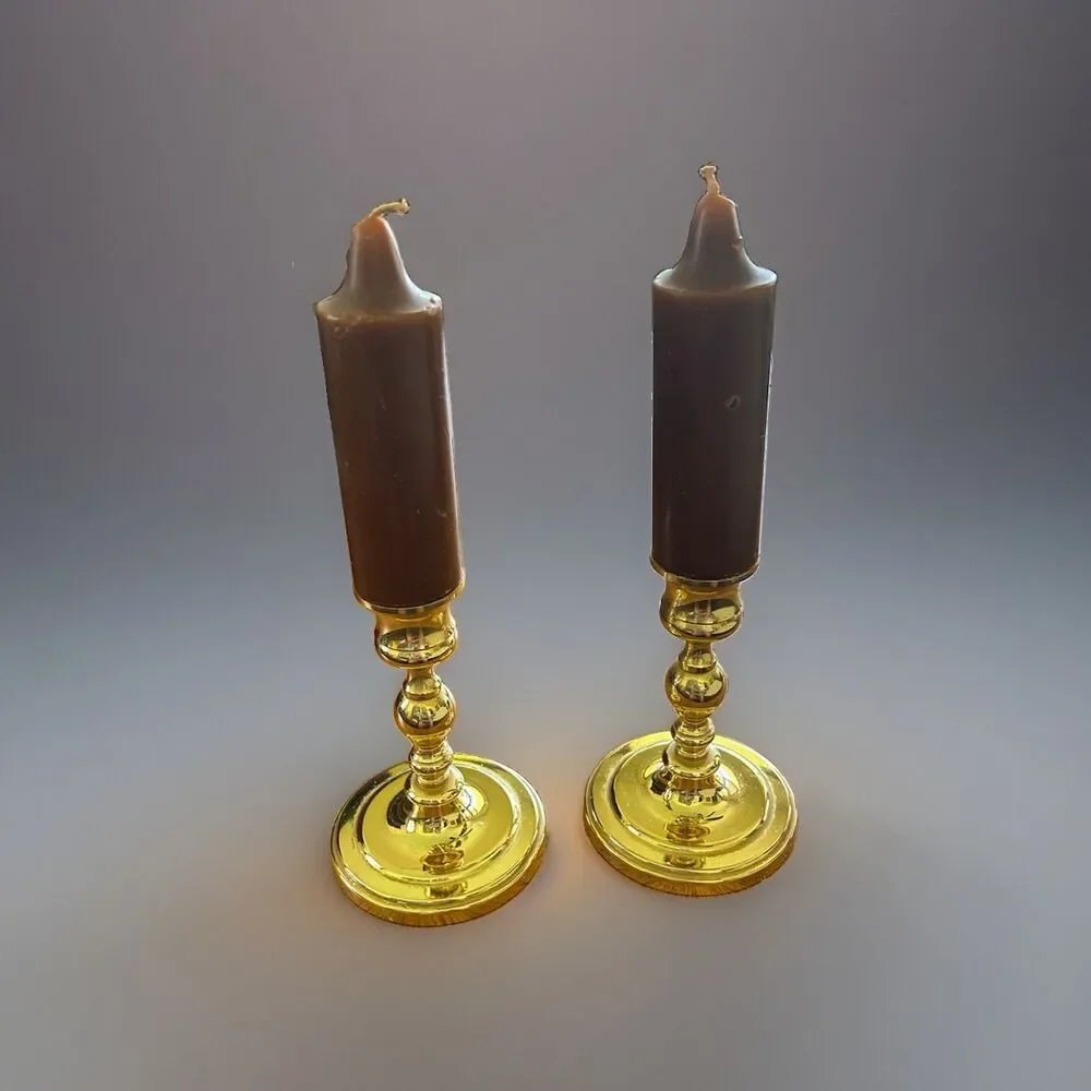 Vintage Baldwin Solid Brass Candlestick Holders Set Of 2  Forged In America